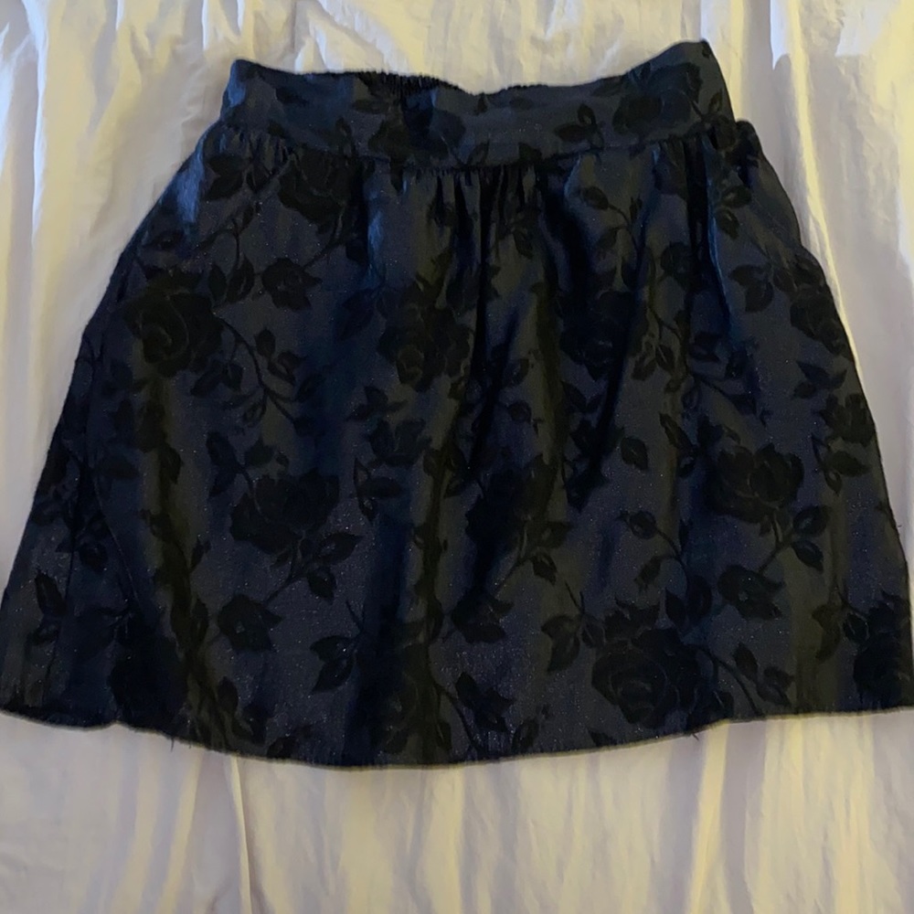 Black Floral Mini Skirt